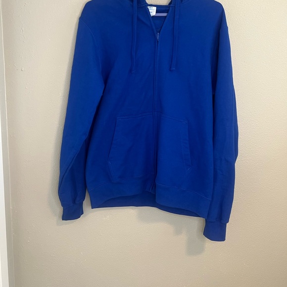 Port and Company Blue Hoodie with White and Pink Graphics - Picture 3 of 4